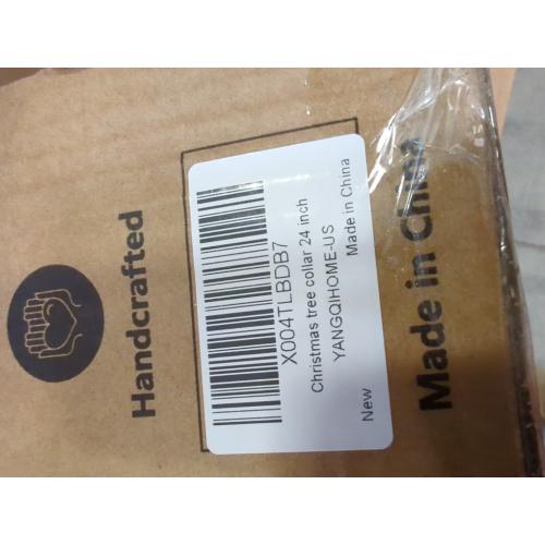 YANGQIHOME 28in Christmas Tree Collar, Rattan Tree Skirt, Woven Water Hyacinth Tree Base Cover for Home Decoration with Cord Cut-Out