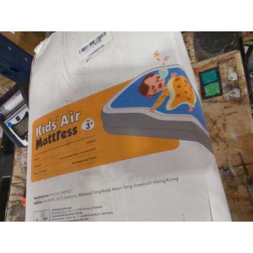 QPAU Inflatable Toddler Travel Bed with 3-Sided Safety Bumpers, Extra Large Kids Air Mattress, Includes Detachable Mattress, Portable for Camping, Travel, Home Use (Grey)