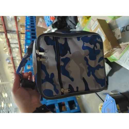 Insulated Lunch Bag, Leakproof Portable Box for Women Men Boys Girls, Large Capacity Cooler Bag with Handle and Bottle Pocket for Office School Camping Hiking Outdoor Beach Picnic (Camo Blue)