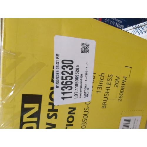 Cordless Snow Shovel Compatible with De-Walt 20V Battery (No Battery), 13-Inch Brushless Electric Snow Blower for 25FT Throw Distance and 6 Clear Depth for Patio, Deck, Driveway