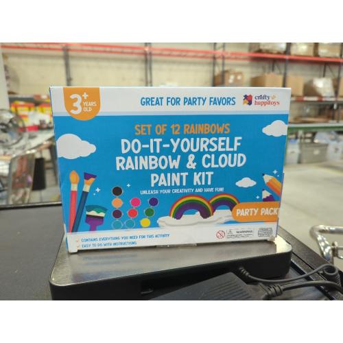 CRAFTY HAPPITOYS Rainbow Painting Set for Kids 12 Pcs - Bulk Stockings & Birthday Goodie Bag Stuffer - Kids Party Favors Toy Return Gifts - Pinata Stuffers - Classroom Treasure Box Carnival Prizes