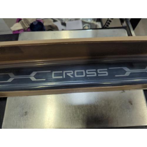Stainless Car Door Sill Protector Kick Plate Entry Guard Kit for Toyota Corolla Cross 2025 Accessory (Black Cross Text)