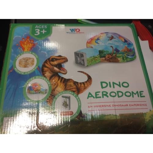 W&O Dino Aerodome with LED Lights - Inflatable Jurassic Fort for Kids Aged 3-12, Inflates in Seconds Creating an Immersive Dinosaur Experience (Fan Not Included)