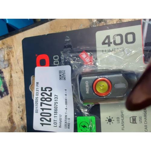 NEBO TRANSPORT 400 2-In-1 Car Charger & Flashlight | 400 Lumens, 6 Light Modes, Compact LED Light, Magnetic Pocket Clip, Waterproof, Emergency Glass Breaker, 12V DC or USB-C Rechargeable