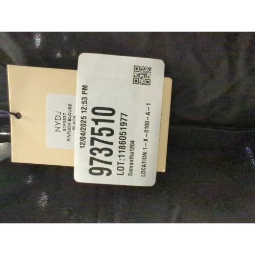 Size XL NYDJ Women's Plus Size Three-Quarter Sleeve Pintuck Blouse | Classic Lightweight Top, Black