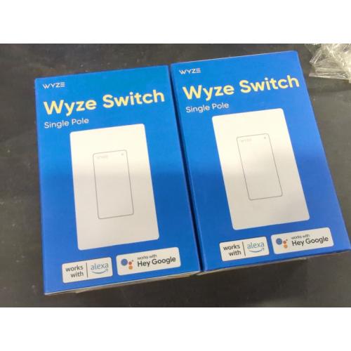 Set of 2 Color White WYZE Smart 15 Amp Programmable Touch and Push Button Light Switch, White