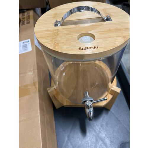 Beverage Dispenser, Glass Drink Dispenser with Stand, Glass water dispenser with Spigot, Large Drink Dispensers for Parties,Bars,Restaurants,