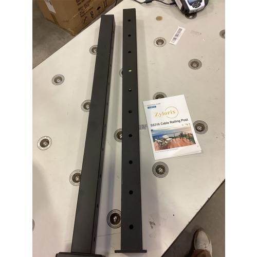 36 Fixed Top Level Drill Cable Railing Post 2Pack Bundle with 6'6'' Stainless Steel Rectangular Black Handrail 2Pack