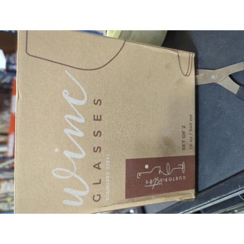 Gusto Nostro Stainless Steel Wine Glass - 18 oz - Unbreakable Black Wine Glasses for Travel, Camping and Pool - Fancy, Unique and Cool Portable Metal Wine Glass for Outdoor Events, Picnics (Set of 2)