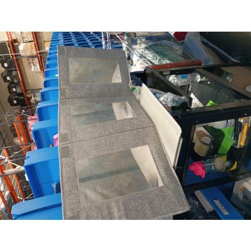 Large Stackable Storage Bins with Lids, Collapsible Sturdy Storage Organizer Boxes Bins Baskets, Foldable Closet Organizer Baskets for Home (Gray, L)