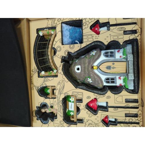 WILD PIXY Fairy Garden Kit - 13 Piece Glow in The Dark Fairy Garden Accessories, 7.1 Outdoor Fairy House with Opening Door and Solar LED Light, Garden Door for Trees, Stones, Indoor/Outdoor Décor