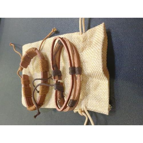 HZMAN Wrap Bracelets Men Women, Hemp Cords Wood Beads Ethnic Tribal Bracelets, Leather Wristbands