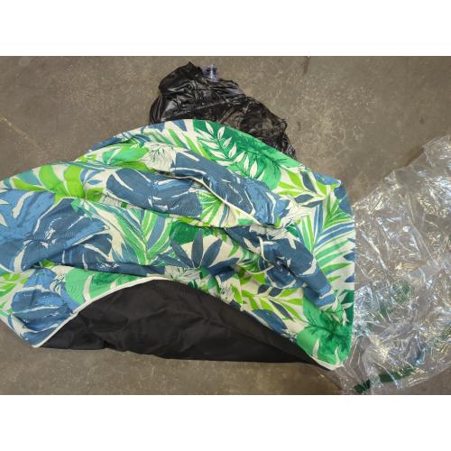 Patio Inflatable Ottoman, 21x9 Inch Portable Stool Ottoman with Handle, Outdoor Round Footrest Stool for Garden Camping, Islamorada Blue Green