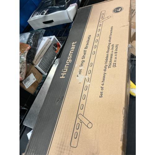 (Set of 4) 22 x 3/4 inch Floating Shelf Brackets Designed for 1 inch Thick Custom Shelves, Hidden Floating Shelf Hardware (8 inch Rod) Black