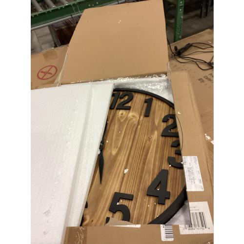 Montoire 24 Inch Wooden Farmhouse Wall Clock Large, Extra Large for Living Room Decor - Big Oversized Rustic Round Decorative Clocks for Walls, Battery Operated