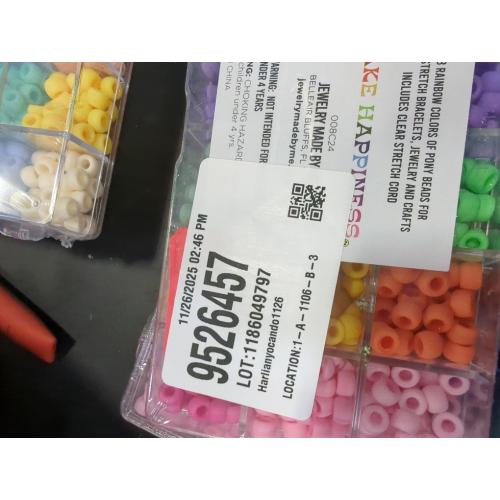 Giant Crayon Bead Box, Pony Beads with Smooth Surface Craft Assortment Colors (6x 9mm/18colors/1800 beads)