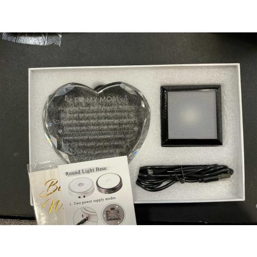 YWHL Gifts for Mom from Daughter Son Moms Mother's Day Birthday Gifts Crystal Unique to My Mom Heart Keepsakes Gift for Mother with Colorful LED Base