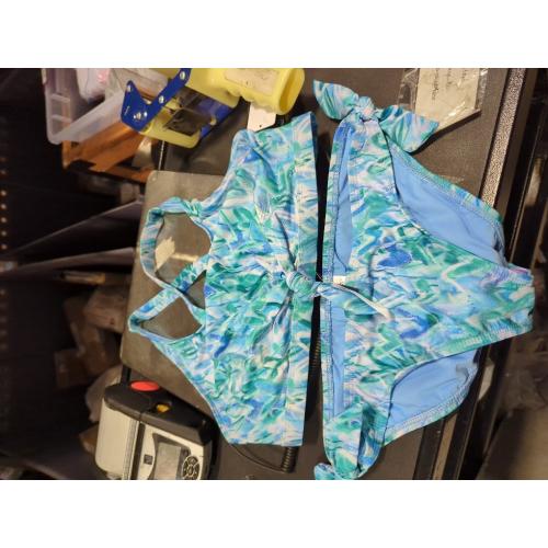 Size 16 Splendid womens Graffiti Heart Knot Front Bralette & Tie Side Retro Pant SetBikini Set