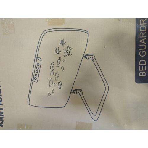 GREY With Fish Toddler Bed Rail with Night Light - Foldable Bed Side Rails - Fits for Most Beds Bed Rails for Full Size Bed, Queen Size Rails, Twin Rails - Portable Fence for Baby - 48inch