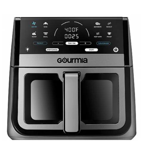 Gourmia 8 Qt Digital Window Air Fryer with 8 One-Touch Cooking Functions, Gray