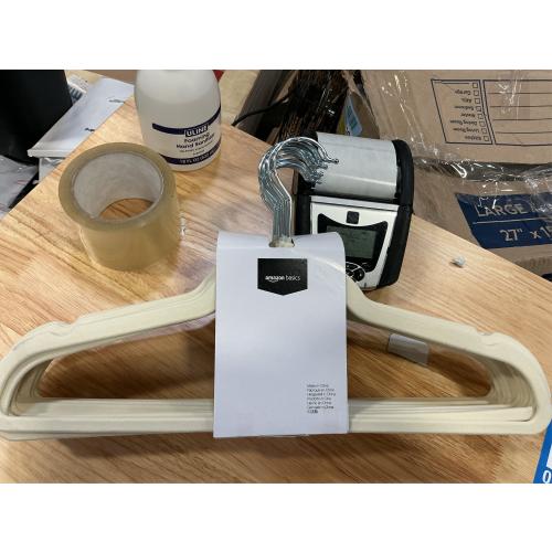 Amazon Basics Slim, Velvet, Non-Slip Suit Clothes Hangers, Ivory/Beige- Pack of 30