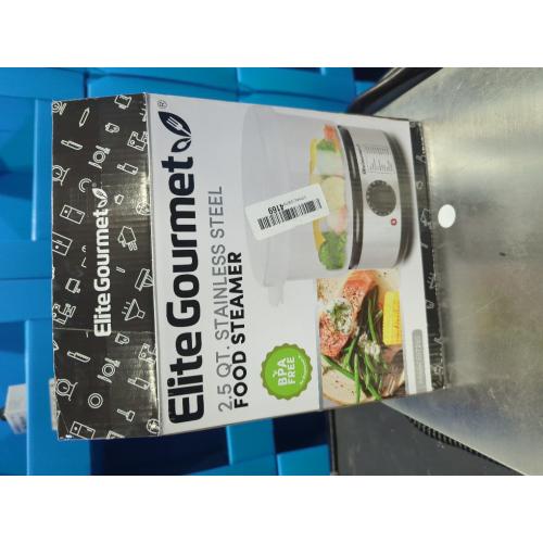 Silver 2.5 Quart Elcteric Food Vegetable Steamer with BPA-Free Steamer Tray, Auto Shut-off 60-min Timer