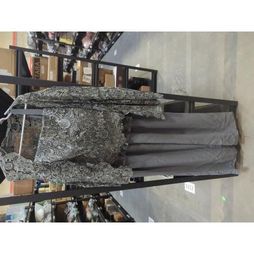 Size L Mother of The Bride Pant Suits with Lace Jacket 3 Pcs Chiffon Long Evening Gowns Outfit