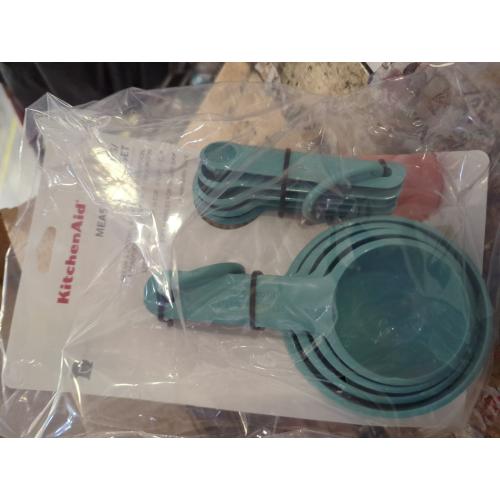 2 pack..KitchenAid -Plastic Measuring Cups and Spoons Set Blue Aqua Sky