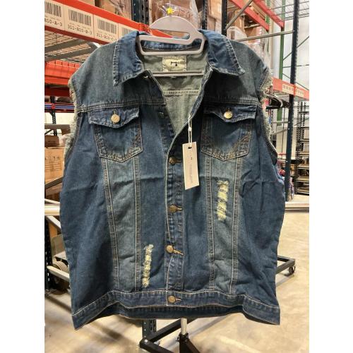 Size 3XL Men's Denim Vest,Sleeveless Jacket Slim Fit Vintage Casual Ripped Summer Jean Vest for Men