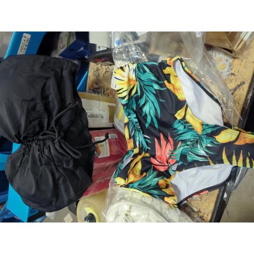 Size M...Bikini Parent Child Ladies Sexy Suit Print Daughter Bikini Leaf Swimsuit Mother Split Swimsuit Matching Family Pajamas Blacka