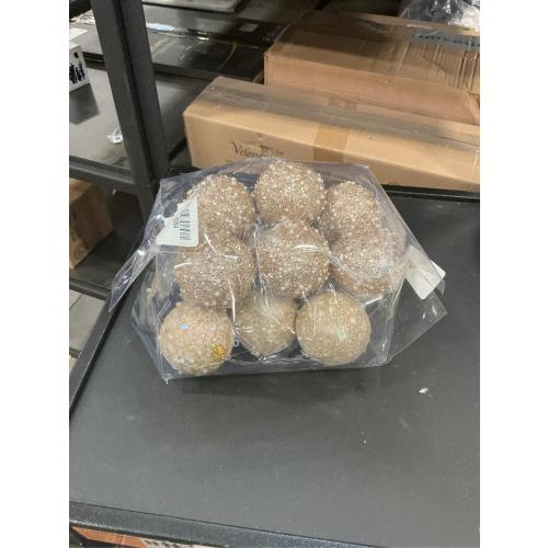 12CT Christmas Ball Ornaments, Champagne Christmas Ball Decorations Shatterproof Plastic Hanging Pearl Balls for Holiday Party(70mm/2.76)