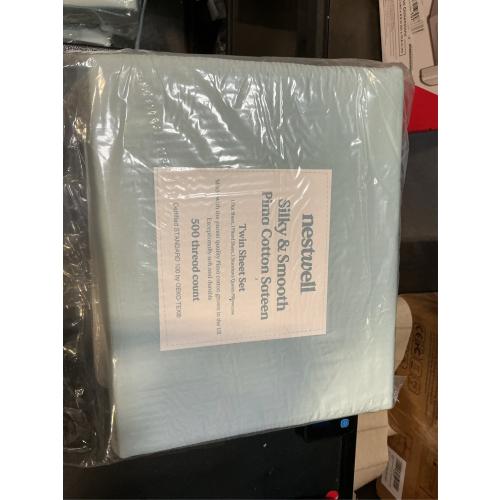 Nestwell Pima Cotton Sateen 500-Thread-Count Twin Sheet Set in Twilight Blue