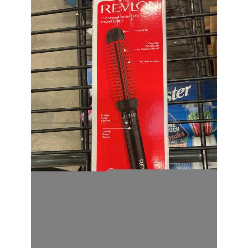 REVLON New and Improved SmoothStay Coconut Oil-Infused Heated Hair Styling Brush | 1” Barrel for Voluminous, Shiny Results (Black/Red)