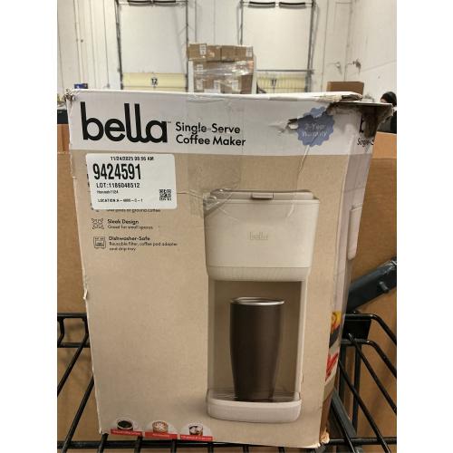 BELLA Single Serve Coffee Maker, K Cup & Coffee Ground Compatible with Removable, Adjustable Drip Tray, Auto Shutoff & Reusable Dishwasher Safe Accessories, Brews 6oz to 14oz, 1000 Watt, Oatmilk