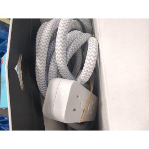 GE 3-Outlet Grounded Extension Cord 15' Braided Cord Gray/White: Indoor Long Extention Cord, 16 AWG, 13 Amps, 15 ft