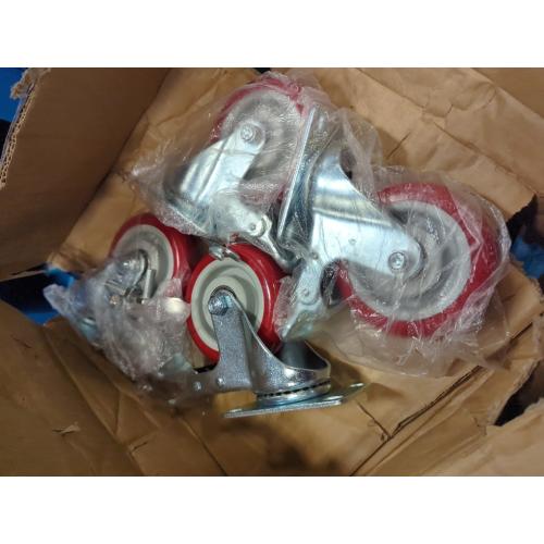 4 inch Casters Load 2400lbs -Includes 2 Sets of Adaptive Screws -Lockable Bearing Plate Heavy Duty Caster with Brakes, 360-degree Swivel for Furniture and Workbench Cart, Set of 4