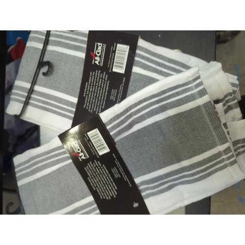 All-Clad Striped Dual Kitchen Towel in Pewter 3pk