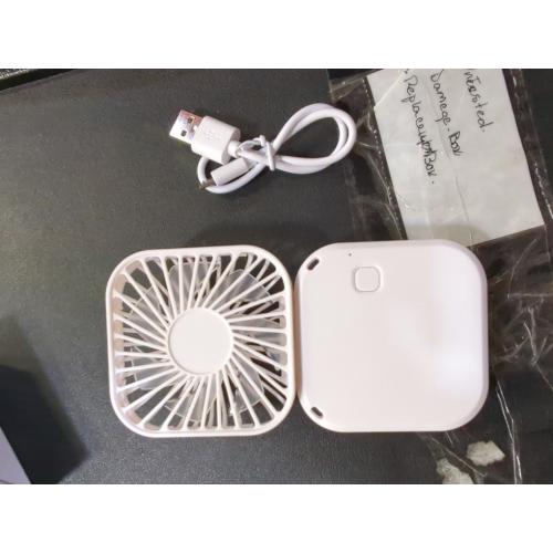 Portable Fan Foldable Mini Handheld Hanging Neck Fan with Lanyard USB Rechargeable Hands Free 3 Wind Speed Desk Fan Indoor Outdoor (White)