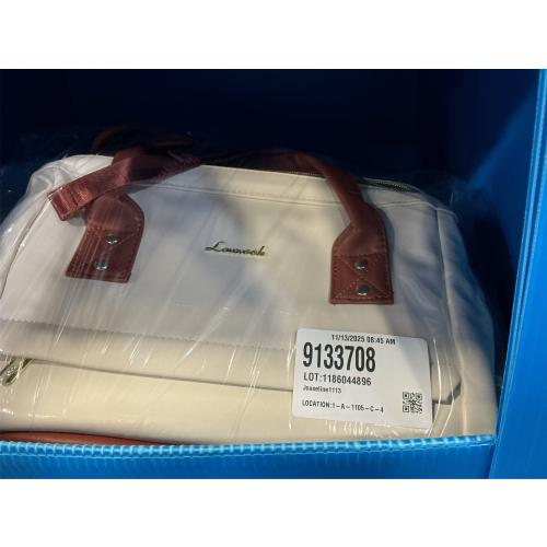 LOVEVOOK Leather Backpack for Women,17 inch Leather Laptop Backpack Women,Professional Work Backpack Nurse College Teacher Bag,Womens Laptop Tote Bag Computer Travel Backpack Purse,Beige White-Brown