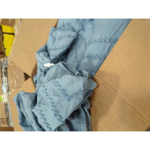 Litanika Grayish Blue King Size Comforter Set with Sheets - 7 Pieces Bed in a Bag King Chevron Tufted Complete Bedding Sets with Comforter, Sheets, Pillowcases & Shams