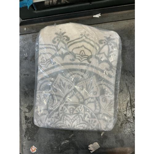 Carvapet 2' Small Round Area Rug Chic Boho Mandala Print Circle Rugs Non Slip Machine Washable Floor Mat Soft Throw Rug for Powder Room Entryway Bathroom Nursery Bedside Floor Decor Ivory Grey