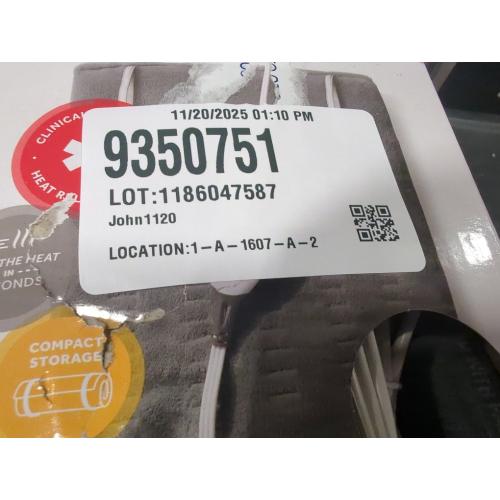 Color Grey Sunbeam Premium Machine Washable Integrated Heating Pad with Compact Storage - Standard Size