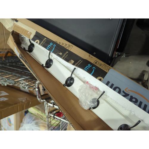 Homode Coat Rack with Wall Shelf and Hooks - 24 Inch Long, Wooden Hanging Coat Hanger with Hat Shelf for Entryway, Bathroom, Mudroom, White