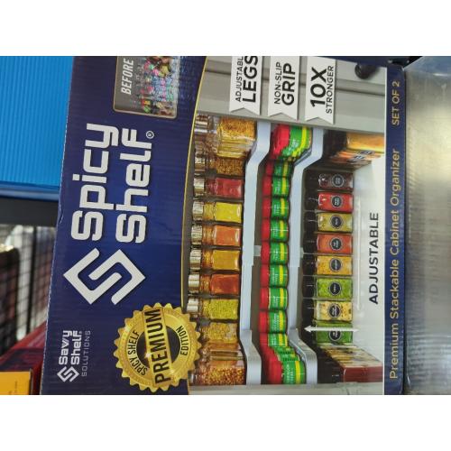 Spicy Shelf 3.0 - Expandable 2 Tiered Spice Rack Organizer for Cabinet & Pantry - Kitchen Seasoning Organizer - Cabinet Spice Racks for Inside Cabinets (Spicy Shelf Premium) - Home Organization