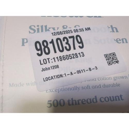 Set of 2 Size King  Color White Nestwell Pima Cotton Sateen 500-Thread-Count King Pillowcase Set in Bright White