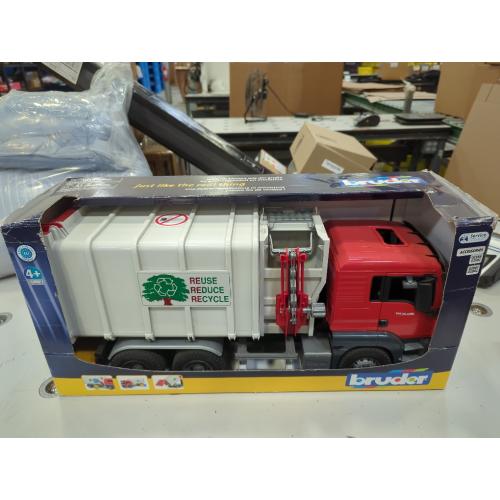 Red Bruder Toys 03761 Man TGS Side Loading Garbage Truck