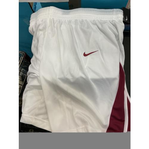 L Nike Mens Team National Shorts, White/Cardinal, Large