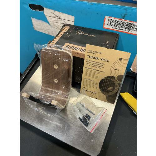 Guitar Wall Mount Hook: Modern Design Walnut Wood Guitar Hanger for Storage & Display. Heavy Duty Ply Guitar Holder for The Wall. Hangers Stand for Acoustic Guitars, Ukulele, Bass, Violin, Cello