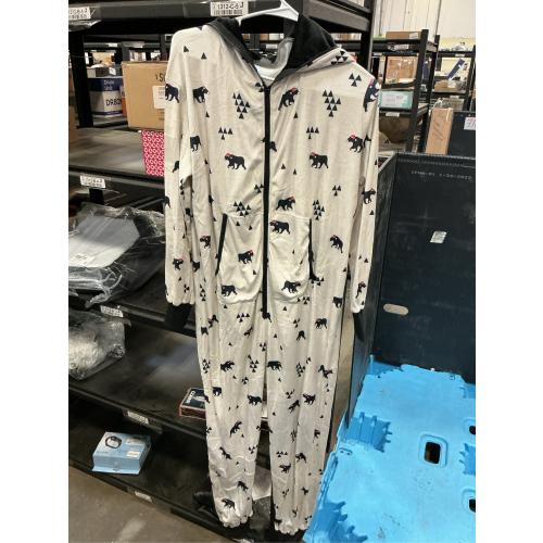 Size XL Couples Matching Christmas Jumpsuit for Adults Printed Zipper Fleece Pajamas Hoodie Women Men Holiday Pocket Sleepwear