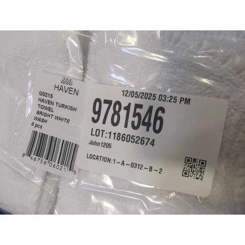 Set of 6 Color White Haven Turkish towel bright white wash